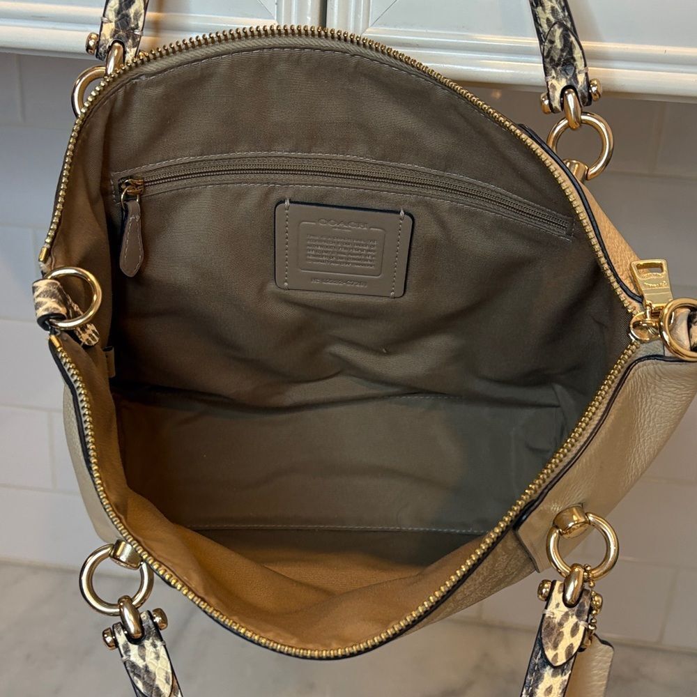 Coach Purse Handbag Kacey Signature Logo Snakeskin Color Block Satchel Bag - Picture 12 of 16